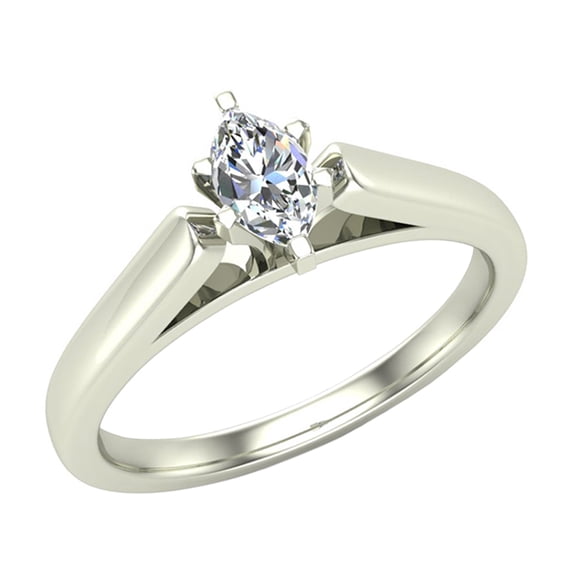 Marquise Cut Diamond Engagement Ring for women 1/4 carat 14K White Gold 6 Prong Solitaire Setting (G,VS2)