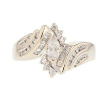 Marquise Cut Diamond Engagement Wedding Ring, Bypass Diamond Ring, Prong And Channel Set Diamond Ring, Accents Diamond Anniversary Ring, 14K White Gold Plated, 2.4 Ct Simulated Diamond