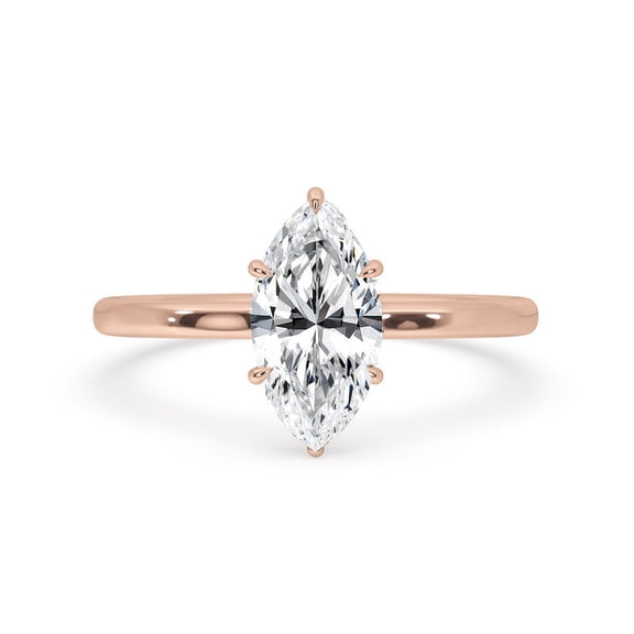 Marquise Cut Hidden Halo Engagement Ring 1.00 CT Lab Grown Diamond Ring Marquise Solitaire Bridal Promise Ring 14k Rose Gold Engagement Ring