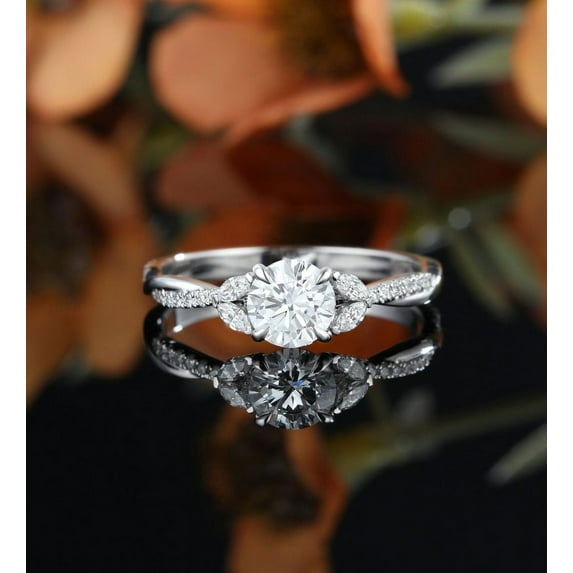 Marquise Cut Moissanite Engagement Ring, 925 Sterling Silver Twisted Wedding Ring, Vintage Cluster Moissanite Ring, Art Deco Promise, Delicate Ring