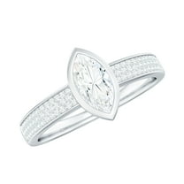 Rosec Jewels Moissanite Solitaire Engagement Ring for Women - 4X8 mm Marquise Moissanite Ring - D-VS1 Quality, 925 Sterling Silver, US 4.00