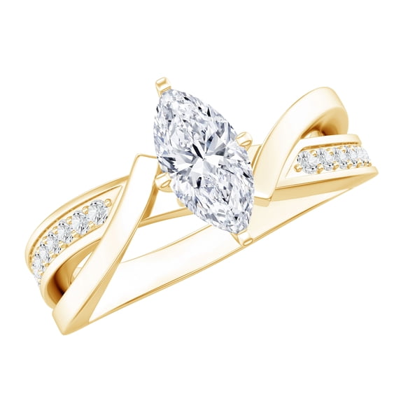 Rosec Jewels Marquise Cut Moissanite Infinity Engagement Ring for Women (1 Carat, 4X8mm, D-VS1 Quality Certified) - with Jewelry Box, 14K Yellow Gold, US 8.00