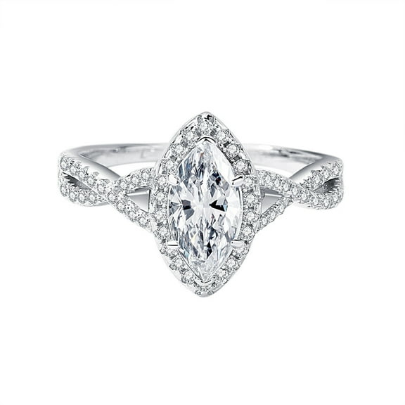 Marquise Cut Moissanite Ring for Women 1 Carat Diamond Engagement Rings 925 Sterling Silver Moissanite Ring Womens Anniversary Rings Diamond Wedding Promise Rings Diamond Eternity Rings