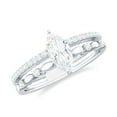thumbnail image 1 of Rosec Jewels Certified Moissanite Marquise Engagement Ring for Women - 4X8 mm - Double Band Ring - D-VS1 Grade, 10K White Gold, US 11.00, 1 of 8