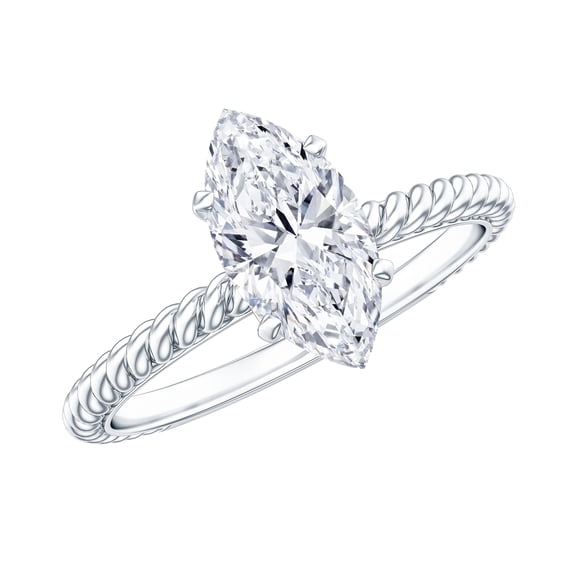 Rosec Jewels Moissanite Marquise Engagement Ring 1 Ct - 5X10 mm Solitaire Ring for Women - D-VS1 Quality Certified, 925 Sterling Silver, US 4.00