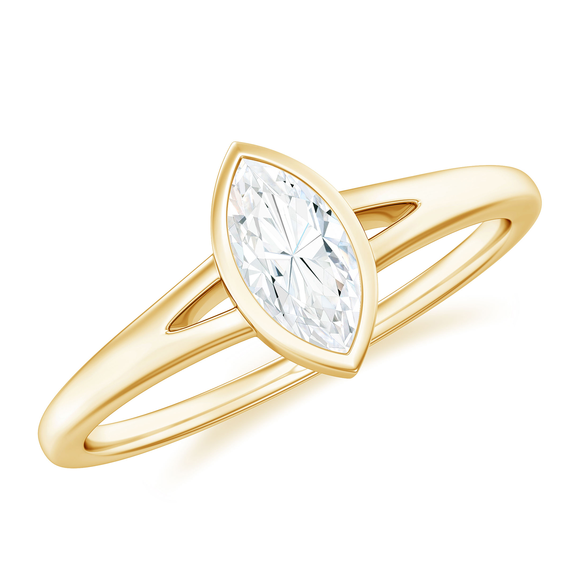 Rosec Jewels Marquise Cut Moissanite Solitaire Split Shank Engagement ...