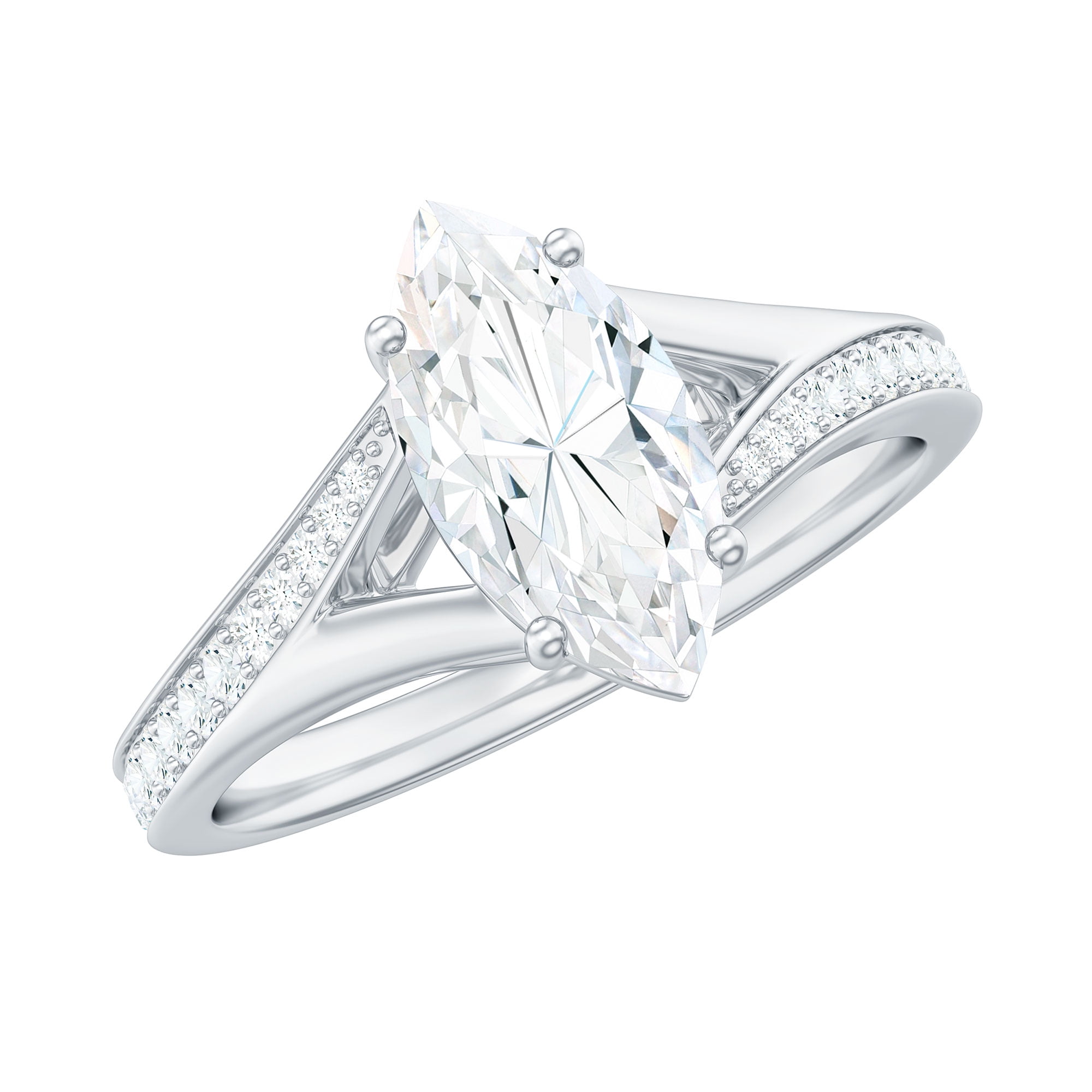 Rosec Jewels Marquise Cut Moissanite Split Shank Engagement Ring (5X10 ...