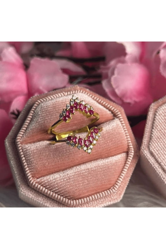 Marquise Cut Ruby Ring Guard- July Birthstone Wedding Engagement Ring Enhancer Wrap For Women
