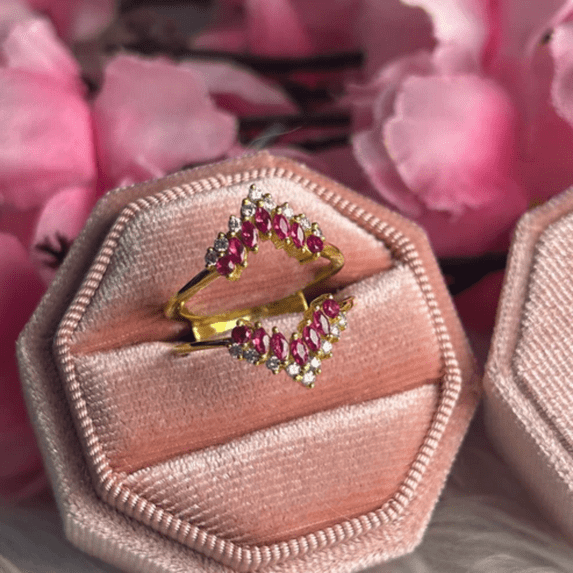 Marquise Cut Ruby Ring Guard- July Birthstone Wedding Engagement Ring Enhancer Wrap For Women