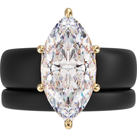 Marquise Cut Silicone Ring Set for Women, Stackable 2-Ring Set, 14×7 mm Marquise Cut CZ | Patent-Pending Design - GlowStone Collection