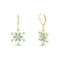 thumbnail image 1 of Marquise Cut Simulated Aquamarine & Round White Cubic Zirconia Snowflake Leverback Drop Dangle Earrings In 14k Yellow Gold Over Sterling Silver For Womens Her, 1 of 5