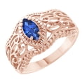 thumbnail image 1 of AFFY Marquise Cut Simulated Blue Sapphire Solitaire Ring in 14k Rose Gold Over Sterling Silver (0.57 Cttw) Size Ring - 13.5, 1 of 1