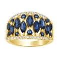 thumbnail image 1 of AFFY Marquise Cut Simulated Blue Sapphire,White Natural Diamond Band Ring In 10k Yellow Gold (0.33 cttw) Ring Size-10, 1 of 2