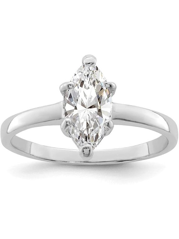 Marquise Cut Simulated Diamond Solitaire Engagement Ring Rhodium Plated Pure Classic Wedding Promise Ring for Women