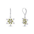 thumbnail image 1 of Marquise Cut Simulated Peridot & Round White Cubic Zirconia Snowflake Leverback Drop Dangle Earrings In 14k White Gold Over Sterling Silver For Womens Her, 1 of 5