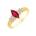 thumbnail image 1 of AFFY Marquise Cut Simulated Ruby & White Natural Diamond Anniversary Engagement Ring In 14k Solid Yellow Gold Ring Size-7, 1 of 1