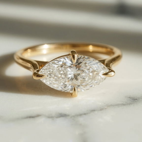 Marquise Cut Solitaire Diamond Engagement Ring, Minimalist Handmade Jewelry, Anniversary Gift For Wife, Proposal Ring For Women, Christmas Gift For Her