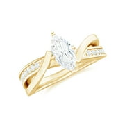 Marquise Cut Solitaire Moissanite Infinity Engagement Ring for Women - 1 ct, 14K Yellow Gold, US 11.00