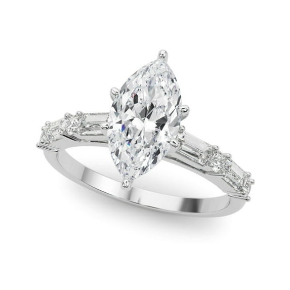 Marquise Cut Solitaire With Accents Engagement Ring 10K Rose Gold