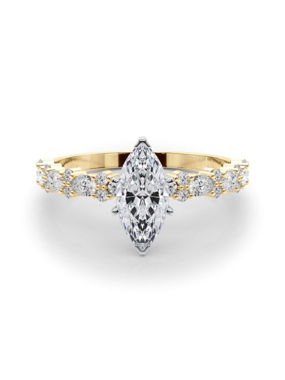 Marquise Cut Solitaire With Accents Engagement Ring 925 Silver
