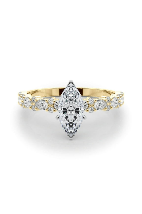 Marquise Cut Solitaire With Accents Engagement Ring 925 Silver