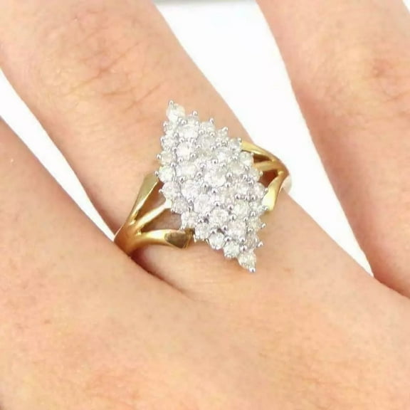 Marquise Cut Split Shank Engagement Ring 14K Yellow Gold Plated 2 CT Moissanite Diamond Proposal Gift Ring