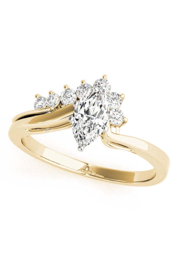 Marquise Cut Unique Engagement Ring 10K White Gold