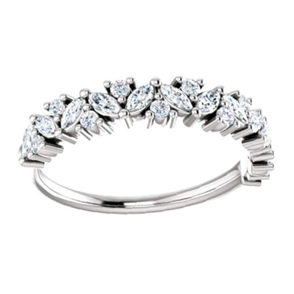 AFFY Marquise Cut White Natural Diamond Engagement Wedding Ring In 14K Solid White Gold (0.5 Ct), Size-5.5 By
