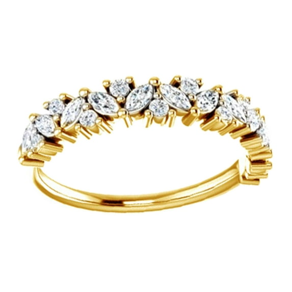 AFFY Marquise Cut White Natural Diamond Engagement Wedding Ring In 14K Solid Yellow Gold (0.5 Ct), Size-6.5