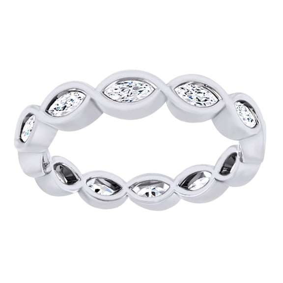 AFFY Marquise Cut White Natural Diamond Eternity Band Ring In 14K Solid White Gold (0.5 Ct), Size-7.5