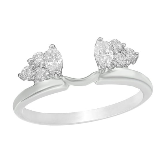 Marquise Cut White Natural Diamond Solitaire Enhancer Guard Ring 14k White Gold (3/8 Cttw)