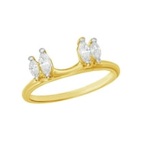 Marquise Cut White Natural Diamond Solitaire Enhancer Guard Ring In 10k Yellow Gold (1/2 Cttw)
