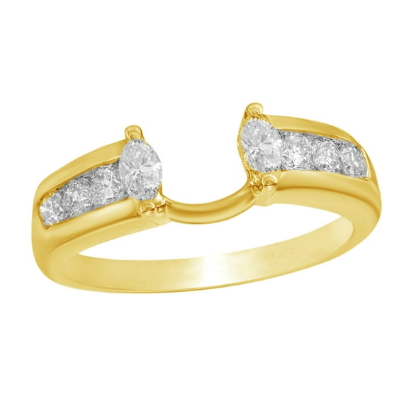 Marquise Cut White Natural Diamond Solitaire Enhancer Guard Ring In 14k Yellow Gold (1/2 Cttw)