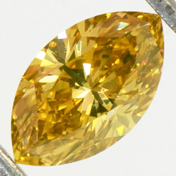 Marquise Diamond Fancy Intense Orange-Yellow 0.49 Carat VS2 GIA Certificate