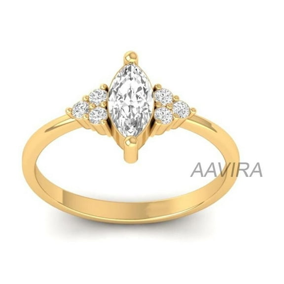 Aavira Minimalist Marquise Diamond Three Stone Ring for Women, 925 Sterling Silver, Bridesmaid Gifts