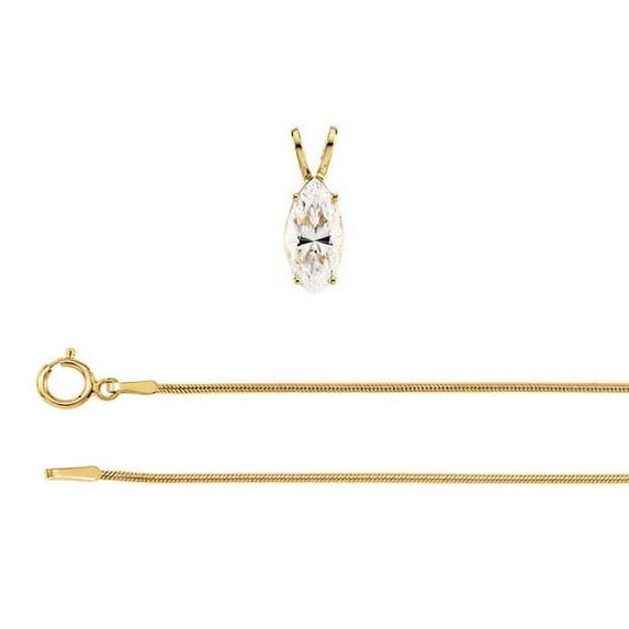 Marquise Diamond Solitaire Pendant Necklace 14K Yellow Gold (0.91 Ct,I Color,SI1 Clarity) IGL Certified