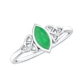 thumbnail image 1 of Rosec Jewels Natural Emerald Promise Ring with Celtic Knot - Bezel Set May Birthstone Ring - 0.8 Ct - AAA Quality - Ready to Gift, 10K White Gold, US 6.50, 1 of 8