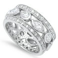 thumbnail image 1 of Marquise Eternity Clear Cubic Zirconia Ring .925 Sterling Silver Band White Jewelry Female Size 10, 1 of 4