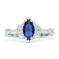 thumbnail image 1 of Marquise Halo Beaded Ring Blue Sapphire Cubic Zirconia White Tone 925 Sterling Silver, Size 10, 1 of 7