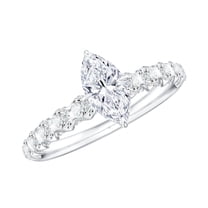 Rosec Jewels Marquise Moissanite Engagement Ring with Side Stones (4X8 mm, D-VS1 Grade), 925 Sterling Silver, US 4.00