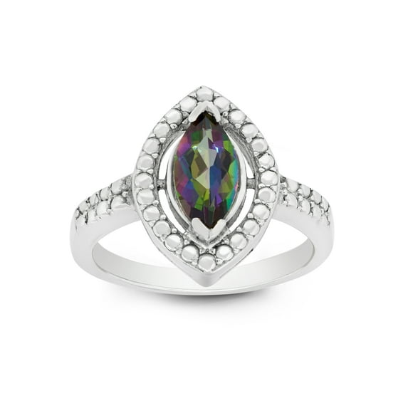Marquise Mystic Topaz Halo Ring in Sterling Silver