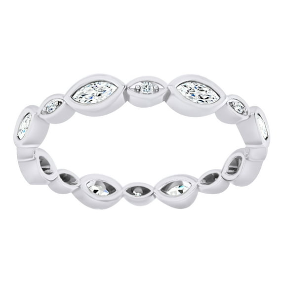 AFFY Marquise & Natural Diamond Eternity Band Ring In 14K Solid White Gold (0.5 Ct), Size-9.5