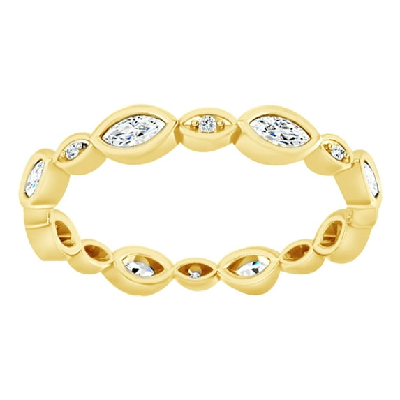 AFFY Marquise & Natural Diamond Eternity Band Ring In 14K Solid Yellow Gold (0.5 Ct), Size-6