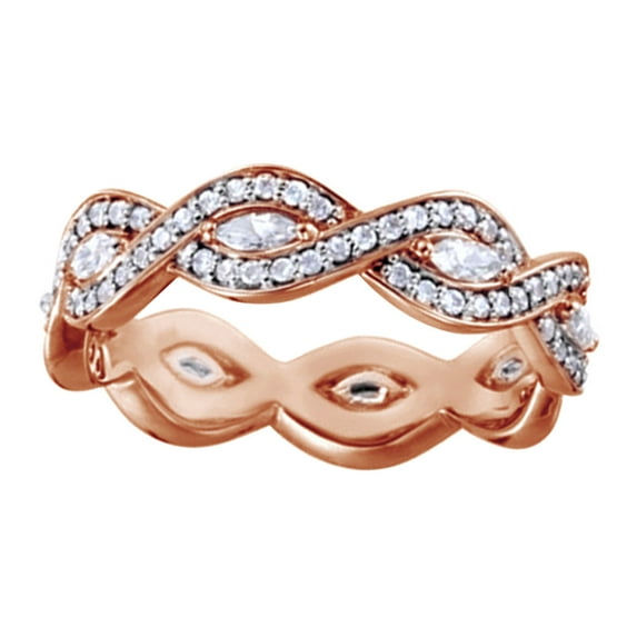 AFFY Marquise Natural Diamond Infinity Inspired Eternity Band Ring 14K Rose Gold (0.9 Ct)