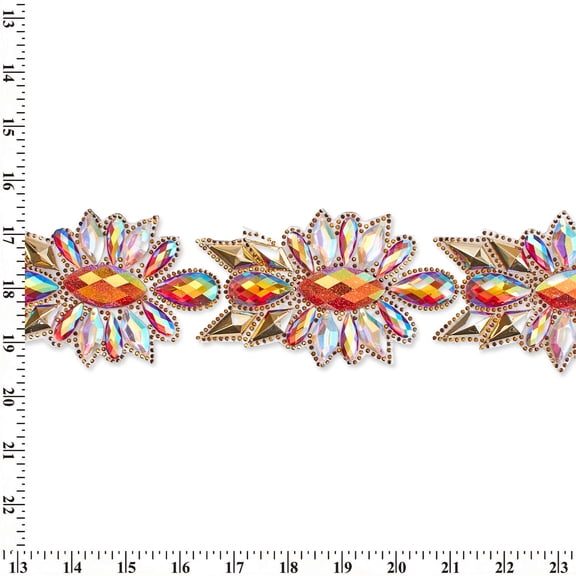Marquise Resin Rhinestone Iron On Gel Backed Trim Sold By The Yard