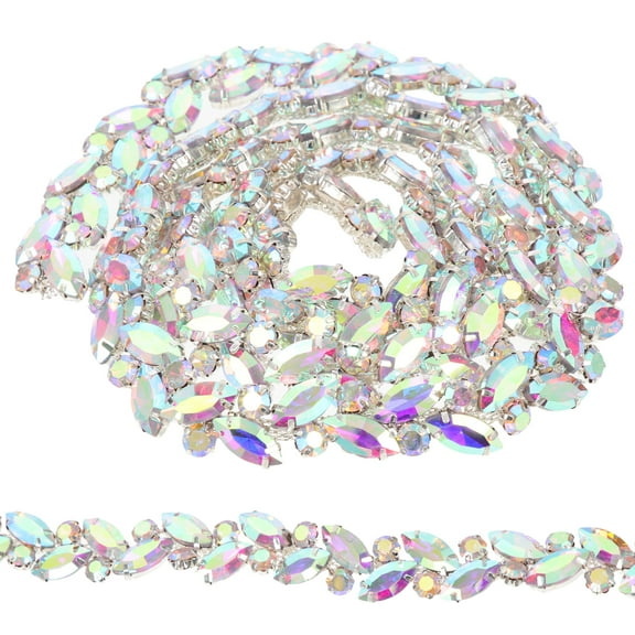 RUNROTOO Rhinestone Chain Crystal Multicolor 1Pcs 0.59x0.02x35.37in