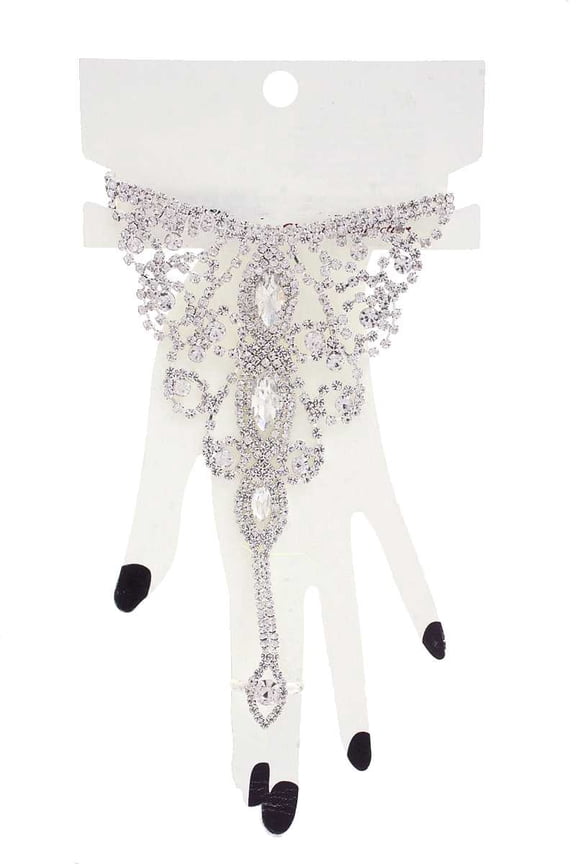Marquise Rhinestone Hand Ring Bracelet Rose Gold