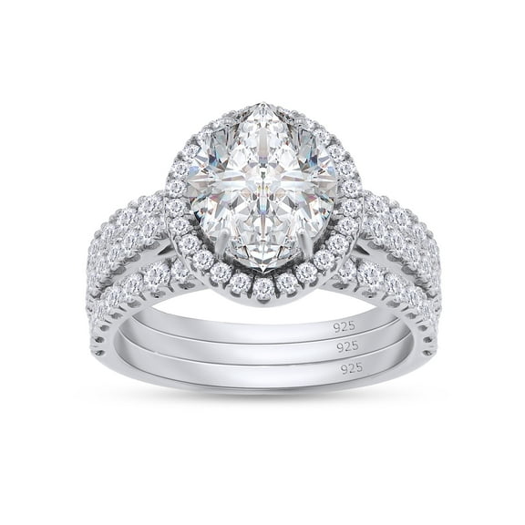 Marquise & Round Cut Lab Created Moissanite Diamond Three-in-One Halo Wedding Bands Set Engagement Rings 18K White Gold Plated 925 Sterling Silver Promise Eternity Band(3.50CT G-H/VVS1)-4