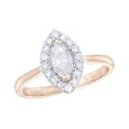 thumbnail image 1 of AFFY Marquise & Round Cut White Natural Diamond Frame Engagement Ring in 10K Rose Gold (0.75 cttw), 1 of 1