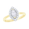 thumbnail image 1 of AFFY Marquise & Round Cut White Natural Diamond Frame Engagement Ring in 10K Yellow Gold (0.75 cttw), 1 of 1